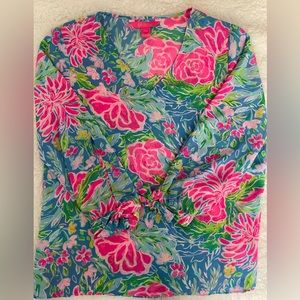 Lilly Pulitzer-Pamala Top in Zanzibar Blue Blue Bunny Business - Small